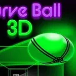 형광 녹색 공과 세 개의 위상을 가진 텍스트 Curve Ball 3D가 어두운 배경 위에 있는 이미지