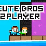 두 명의 픽셀 캐릭터가 바닷가 옆에 서 있는 장면과 CUTE BROS 2 PLAYER라는 텍스트