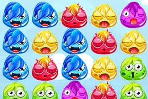 다양한 색상의 귀여운 젤리 모양 캐릭터들이 배열되어 있는 이미지