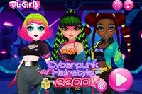 다양한 나라의 공주들이 모여 세련된 사이버펑크 헤어스타일 경연을 벌입니다