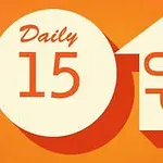 오렌지 배경에 Daily 15이라는 문구가 적힌 원과 UP이라는 문구가 적힌 화살표가 있는 이미지
