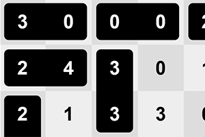 검정색과 흰색 셀에 숫자 0, 2, 3, 4가 배열된 격자