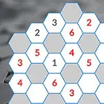 회색 배경 위에 배치된 숫자가 쓰인 육각형 격자 패턴
