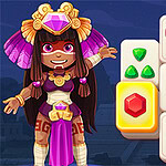 여성 캐릭터가 보석과 나비 등 다양한 아이콘이 있는 타일들과 함께 있는 이미지