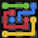 녹색, 파란색, 빨간색, 노란색 경로가 숫자 0, 1, 2, 3을 연결하며, 흑백 격자 배경 위에 교차됩니다