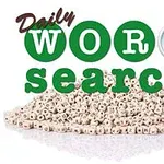 알파벳이 새겨진 나무 조각들이 쌓여 있고, 그 위에 Daily WORD search라는 글자와 돋보기가 놓여 있는 이미지