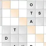 흰색과 회색 격자 안에 영어 알파벳이 부분적으로 채워진 퍼즐 이미지