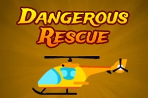 노란색 헬리콥터가 갈색 배경 위에 Dangerous Rescue라는 글씨와 함께 있다