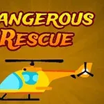 노란색 헬리콥터가 갈색 배경 위에 Dangerous Rescue라는 글씨와 함께 있다