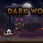 어두운 밤의 달빛 아래, 유령 같은 캐릭터와 낡은 성이 있는 풍경