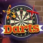 화살과 다트 보드가 있으며 Darts라는 텍스트가 앞에 위치한 이미지