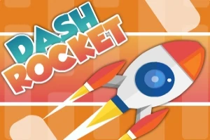 주황색 배경에 로켓과 DASH ROCKET 텍스트가 있는 이미지