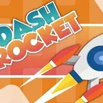 주황색 배경에 로켓과 DASH ROCKET 텍스트가 있는 이미지