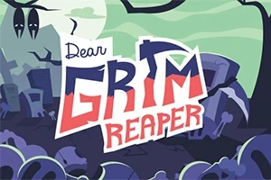 Dear GRIM REAPER라는 글자가 있는 묘지 배경의 일러스트 이미지