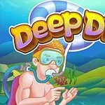 스쿠버 장비를 착용한 잠수부가 바다 속을 배경으로 Deep Dive라는 글자와 함께 있는 그림