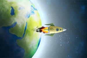 지구를 떠나 우주로 날아가는 로켓