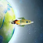 지구를 떠나 우주로 날아가는 로켓