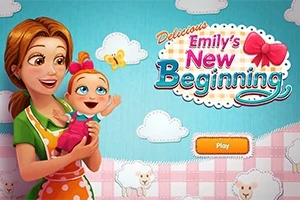 한 여성이 아기를 안고 있는 그림과 Delicious Emilys New Beginning이라는 텍스트가 포함된 이미지