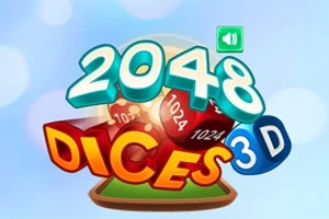 2048 Dices 3D라는 텍스트와 함께 주사위 이미지가 있는 그래픽