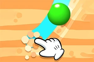 녹색 공과 파란 길을 배경으로 하단에 손가락 모양의 아이콘이 있는 이미지