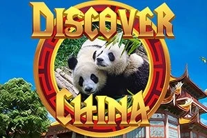 DISCOVER CHINA라는 글자와 함께 판다 두 마리가 있는 이미지