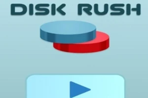 DISK RUSH라는 텍스트가 적힌 파란색 원반과 빨간색 원반이 겹쳐진 이미지