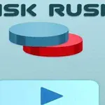 DISK RUSH라는 텍스트가 적힌 파란색 원반과 빨간색 원반이 겹쳐진 이미지