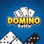 파란 배경 위에 여러 개의 도미노 조각과 DOMINO Battle 텍스트가 있는 이미지
