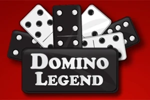 빨간 배경 위에 흑백 도미노 조각과 DOMINO LEGEND라는 흰 글자가 있는 로고