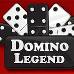 빨간 배경 위에 흑백 도미노 조각과 DOMINO LEGEND라는 흰 글자가 있는 로고