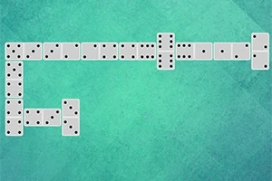 연녹색 배경 위에 도미노 타일들이 연결되어 있는 모습