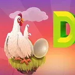 닭이 알을 품고 있고, 옆에 Dont Drop라는 글자와 깨진 알껍데기가 있는 이미지