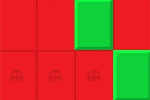 빨간색 배경에 초록색 타일이 두 개 있는 이미지