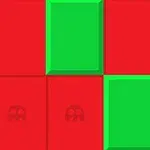 빨간색 배경에 초록색 타일이 두 개 있는 이미지