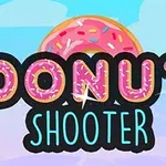 도넛과 함께 DONUT SHOOTER라는 글자가 있는 핑크색과 파란색의 밝은 이미지