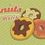 세 개의 도넛이 어우러져 있으며, 각기 다른 토핑이 올라가 있고, Donuts Match라는 글자가 쓰여져 있다