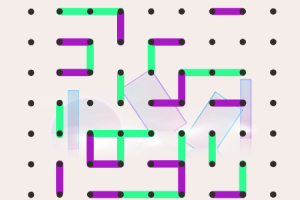 다양한 색상의 점과 선이 격자 모양으로 연결된 패턴