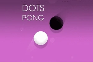 보라색 배경 위에 흰색과 검정색 점이 서로 마주 보고 있습니다