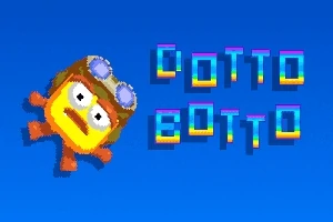 파란 배경에 고글을 쓴 노란색 캐릭터와 DOTTO BOTTO라는 텍스트가 있는 이미지