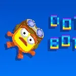 파란 배경에 고글을 쓴 노란색 캐릭터와 DOTTO BOTTO라는 텍스트가 있는 이미지