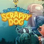 헬멧을 쓴 개가 비행 중이며 바닥에 복잡한 기계 장치가 놓여 있는 장면