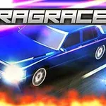 두 대의 자동차가 빠르게 질주하는 모습과 휘황찬란한 색상의 배경