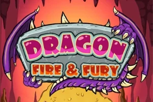 보라색 용의 날카로운 발톱이 DRAGON FIRE & FURY 글씨가 적힌 돌을 잡고 있는 모습
