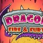 보라색 용의 날카로운 발톱이 DRAGON FIRE & FURY 글씨가 적힌 돌을 잡고 있는 모습