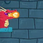 용사가 칼을 들고 붉은 용에게 불을 쏘는 장면