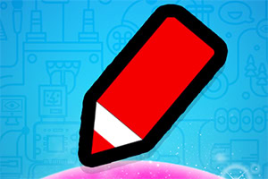 빨간색 연필 아이콘이 파란색 배경 위에 있는 이미지