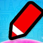 빨간색 연필 아이콘이 파란색 배경 위에 있는 이미지