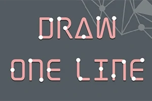 연결된 점들로 구성된 DRAW ONE LINE이라는 분홍색 글자가 회색 배경에 나타나 있다