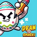 알록달록한 무늬가 있는 달걀 모양의 캐릭터가 연필을 들고 있는 모습