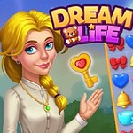 금발 머리의 여성이 열쇠를 들고 있으며, 오른쪽에는 하트, 종, 컵 등의 아이콘이 있는 퍼즐 보드가 있습니다